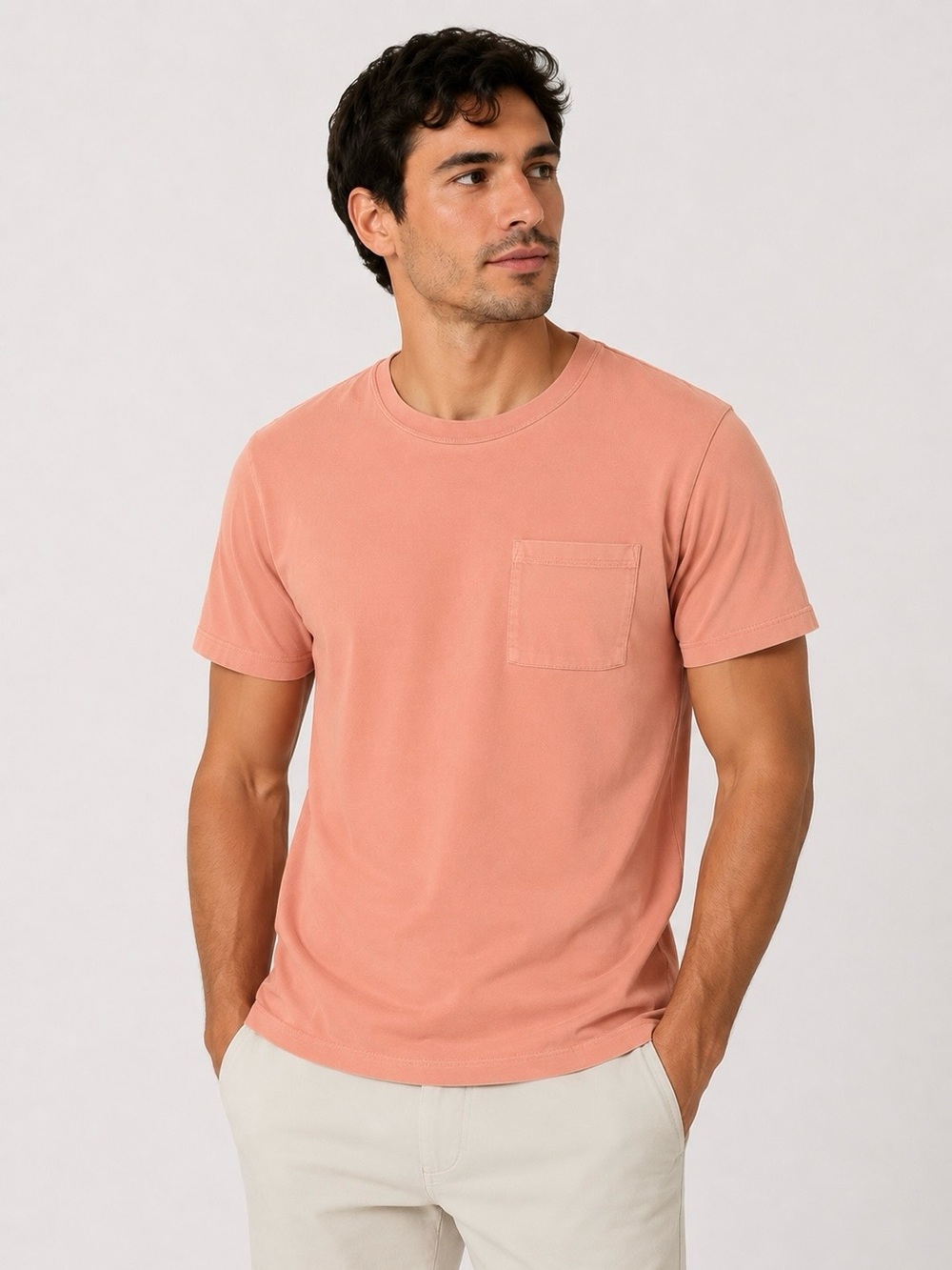 Vince 100% Cotton Pocket Crewneck Tee | Men’s Size Medium | Coral